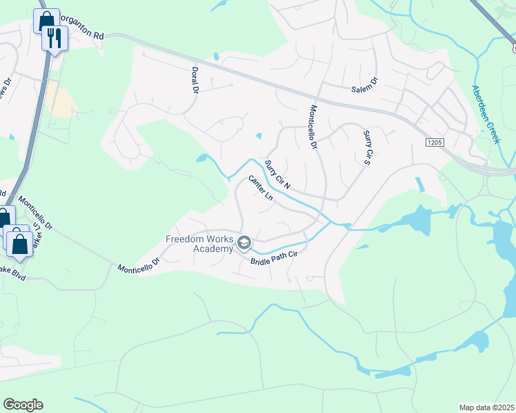 map of restaurants, bars, coffee shops, grocery stores, and more near 5 Canter Place in Pinehurst