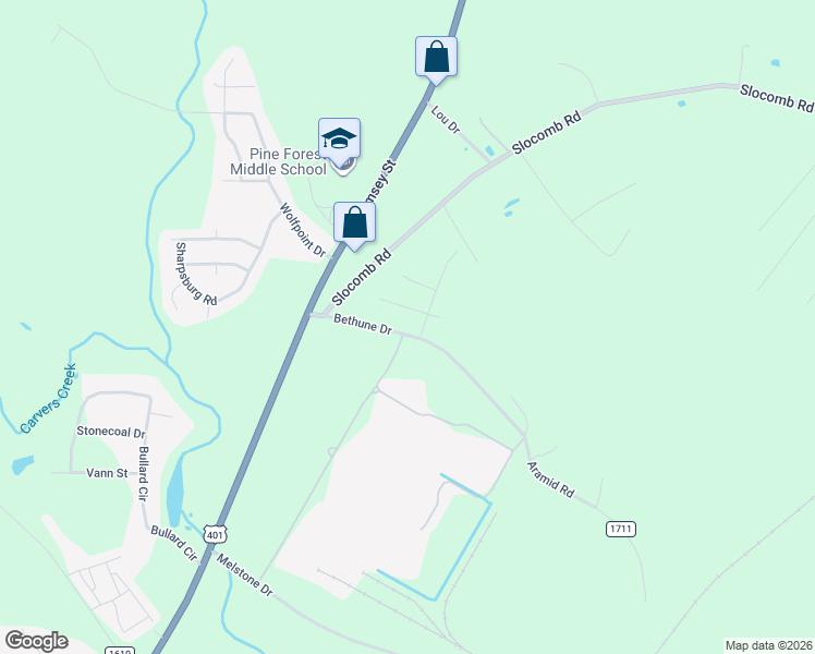 map of restaurants, bars, coffee shops, grocery stores, and more near 213 Bethune Drive in Fayetteville
