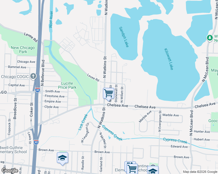 map of restaurants, bars, coffee shops, grocery stores, and more near 1336 North McNeil Street in Memphis