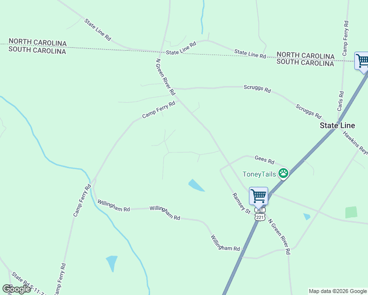 map of restaurants, bars, coffee shops, grocery stores, and more near 154 Harris Trail in Gaffney