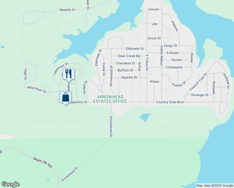 map of restaurants, bars, coffee shops, grocery stores, and more near 21 South Bokchito in Canadian