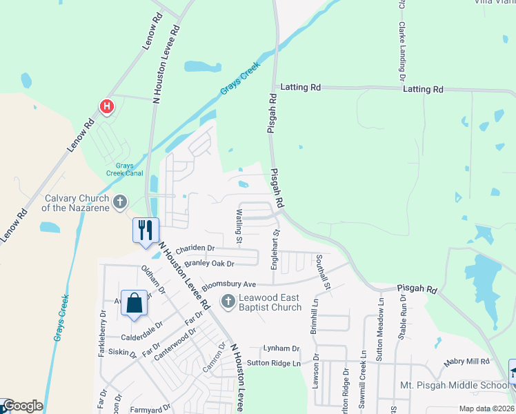 map of restaurants, bars, coffee shops, grocery stores, and more near 10076 Mill Hill Avenue in Shelby County