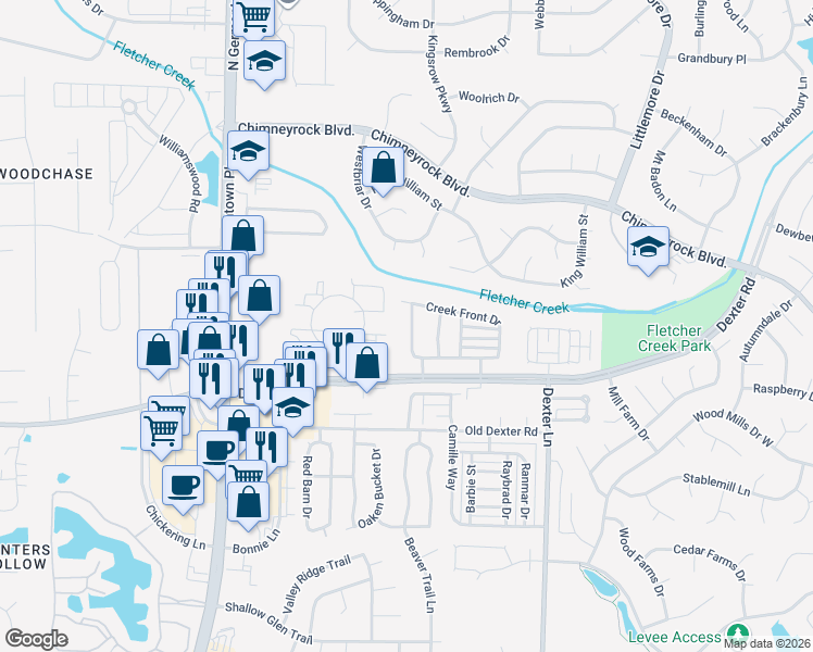 map of restaurants, bars, coffee shops, grocery stores, and more near 1853 Winship Drive in Memphis