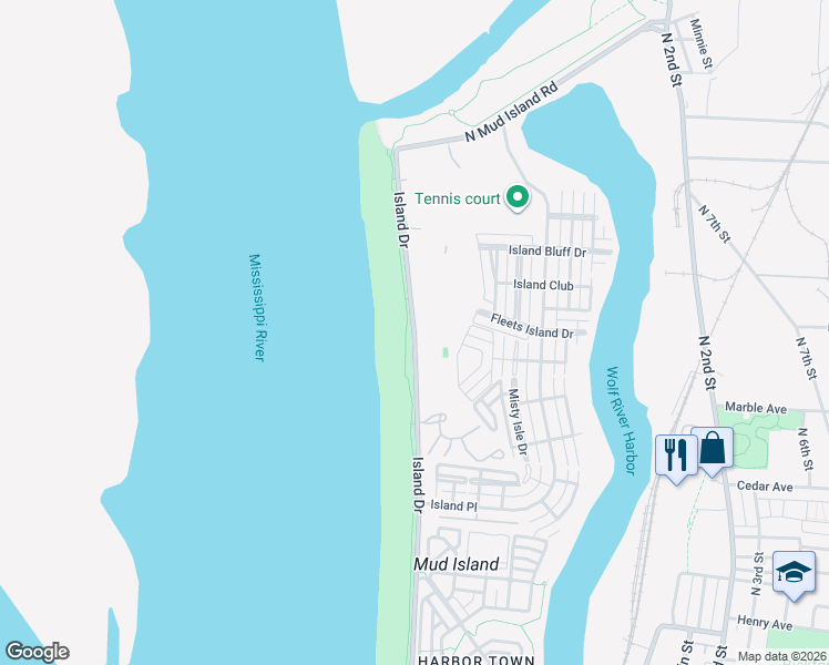 map of restaurants, bars, coffee shops, grocery stores, and more near 1200 Natchez Point in Memphis