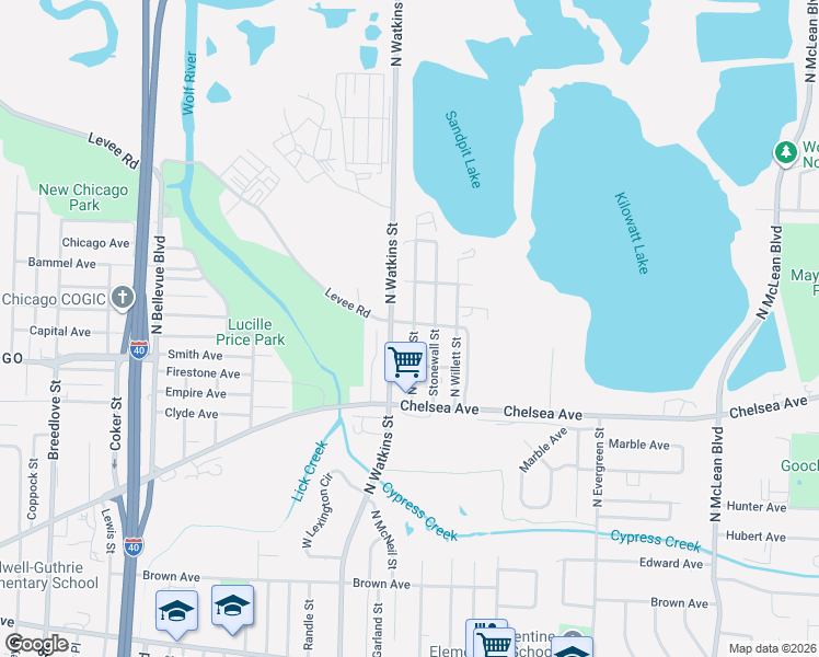 map of restaurants, bars, coffee shops, grocery stores, and more near 1336 North McNeil Street in Memphis