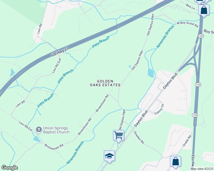 map of restaurants, bars, coffee shops, grocery stores, and more near 6085 Browntown Road in Chattanooga