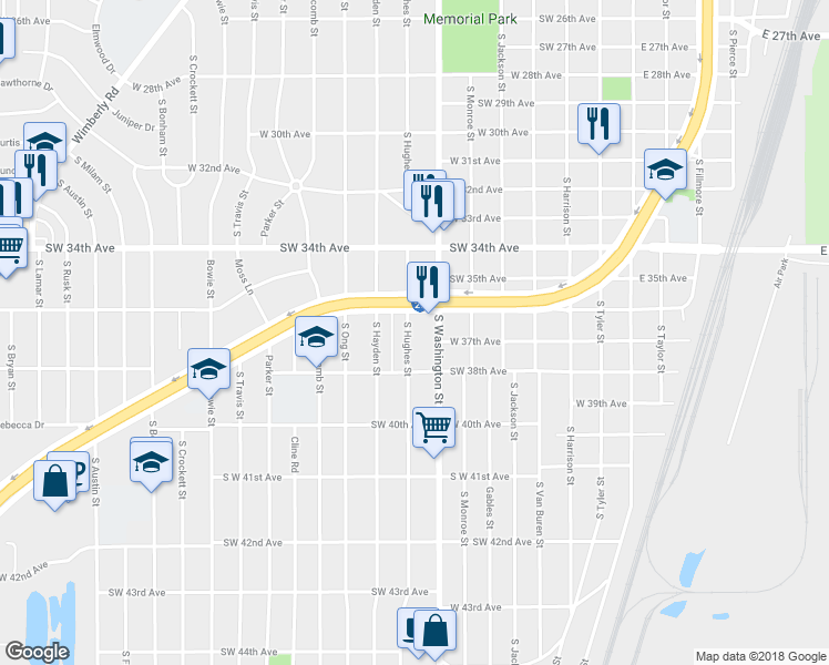 map of restaurants, bars, coffee shops, grocery stores, and more near 3609 South Hughes Street in Amarillo