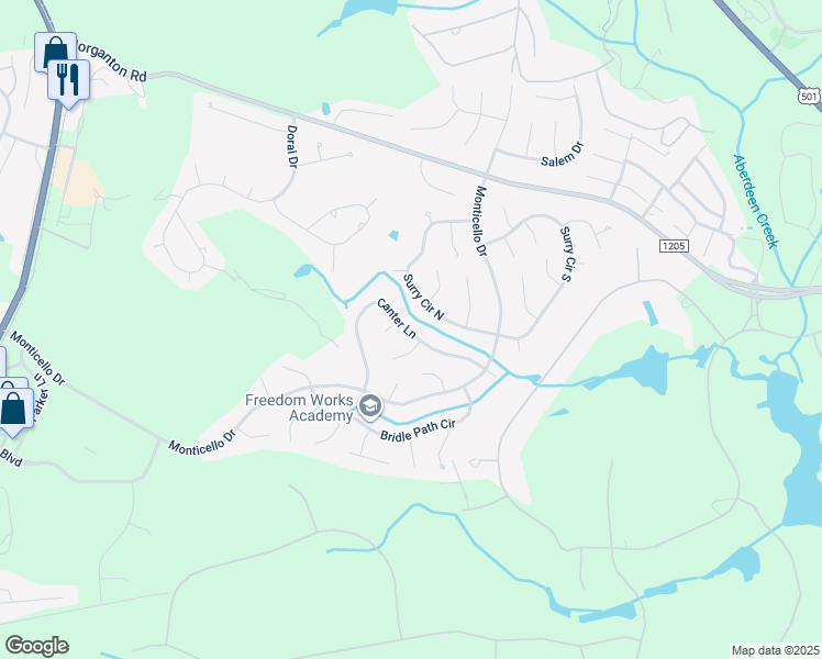 map of restaurants, bars, coffee shops, grocery stores, and more near 175 Canter Lane in Pinehurst