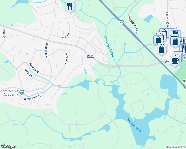 map of restaurants, bars, coffee shops, grocery stores, and more near 15 Quail Hollow Drive in Pinehurst