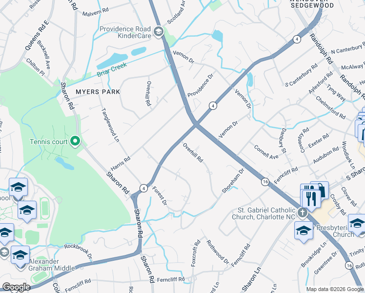 map of restaurants, bars, coffee shops, grocery stores, and more near in Charlotte