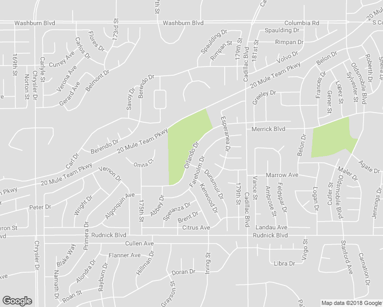 map of restaurants, bars, coffee shops, grocery stores, and more near Orlando Drive in California City