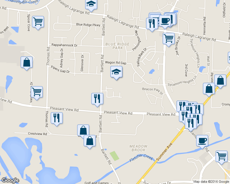 map of restaurants, bars, coffee shops, grocery stores, and more near 5534 Quail Thicket in Memphis