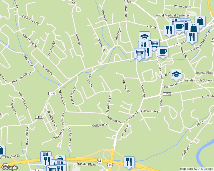 map of restaurants, bars, coffee shops, grocery stores, and more near 122 Hailey Heights Terrace in Franklin