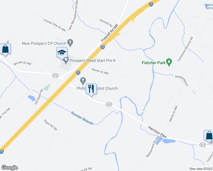 map of restaurants, bars, coffee shops, grocery stores, and more near 2191 Old Harrison Pike Northwest in Cleveland