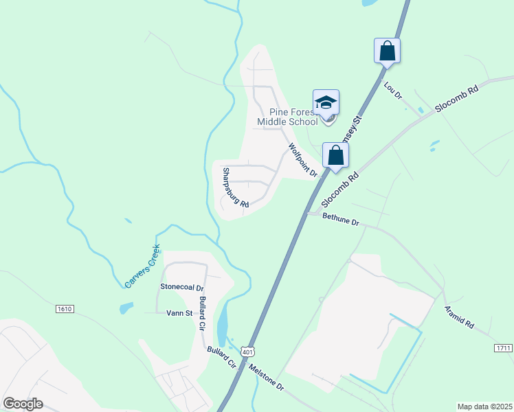 map of restaurants, bars, coffee shops, grocery stores, and more near 325 Sharpsburg Road in Fayetteville