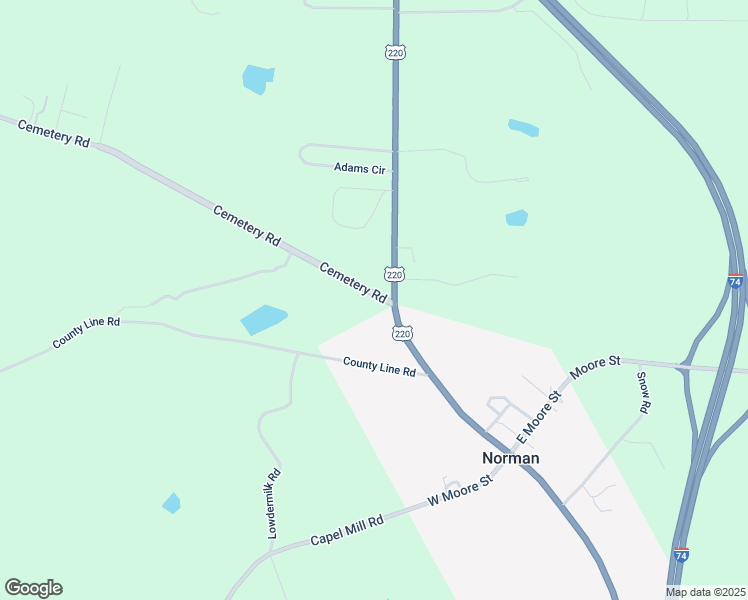 map of restaurants, bars, coffee shops, grocery stores, and more near 109 Cemetery Road in Candor