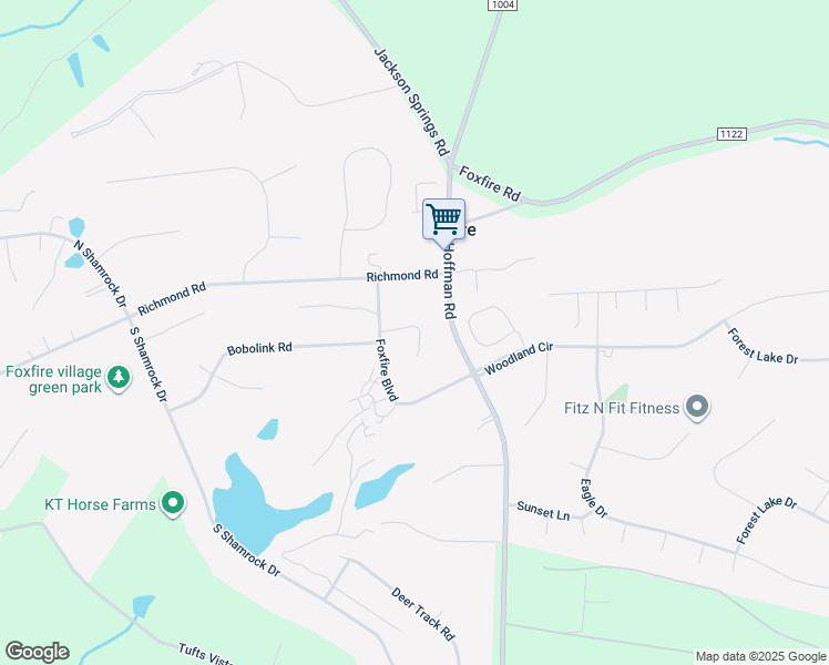 map of restaurants, bars, coffee shops, grocery stores, and more near 210 Foxkroft Drive in Jackson Springs