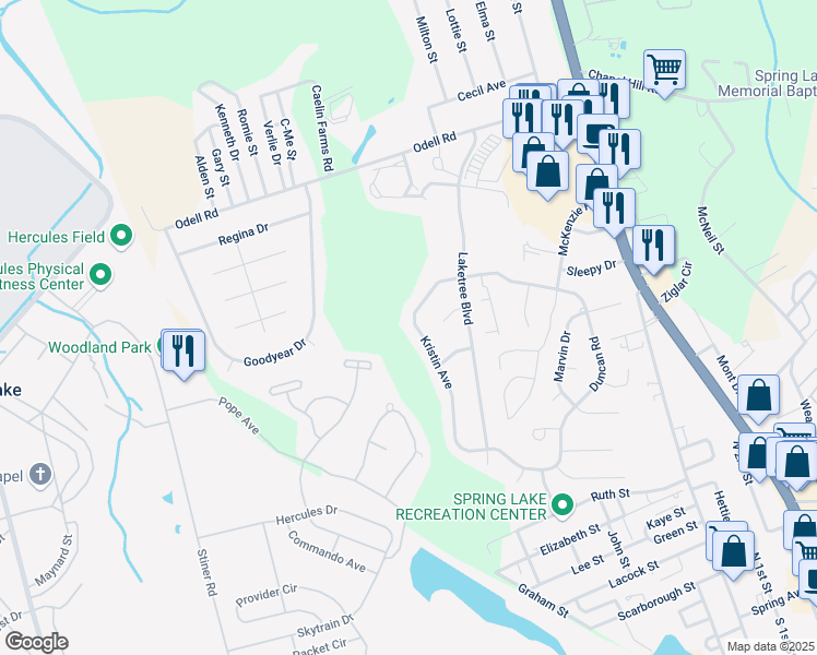 map of restaurants, bars, coffee shops, grocery stores, and more near 122 Kristin Avenue in Spring Lake