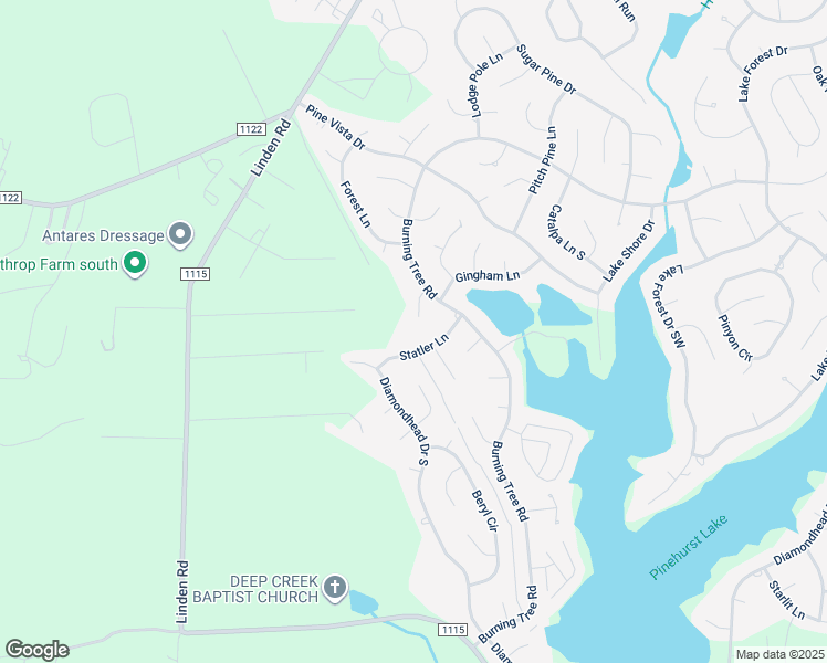 map of restaurants, bars, coffee shops, grocery stores, and more near 9 Tull Lane in Pinehurst