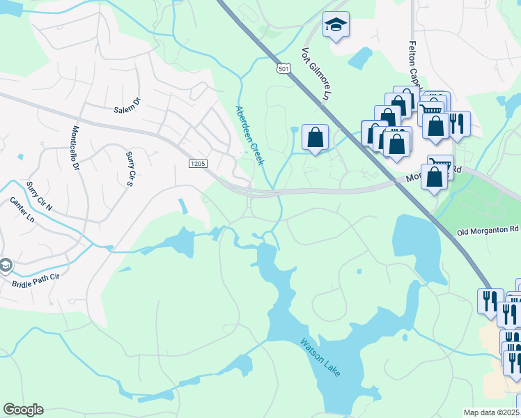 map of restaurants, bars, coffee shops, grocery stores, and more near 135 Lake Dornoch Drive in Pinehurst