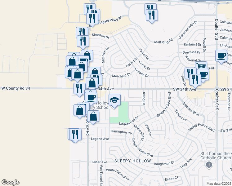 map of restaurants, bars, coffee shops, grocery stores, and more near 8101 Southwest 34th Avenue in Amarillo