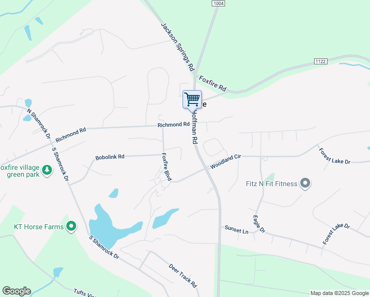 map of restaurants, bars, coffee shops, grocery stores, and more near 220 Foxkroft Drive in Jackson Springs