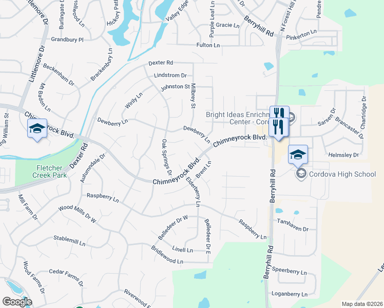map of restaurants, bars, coffee shops, grocery stores, and more near 1881 Brent Cove in Memphis