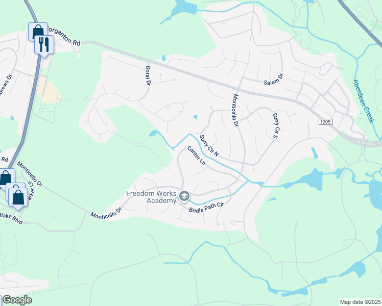 map of restaurants, bars, coffee shops, grocery stores, and more near 130 Canter Lane in Pinehurst