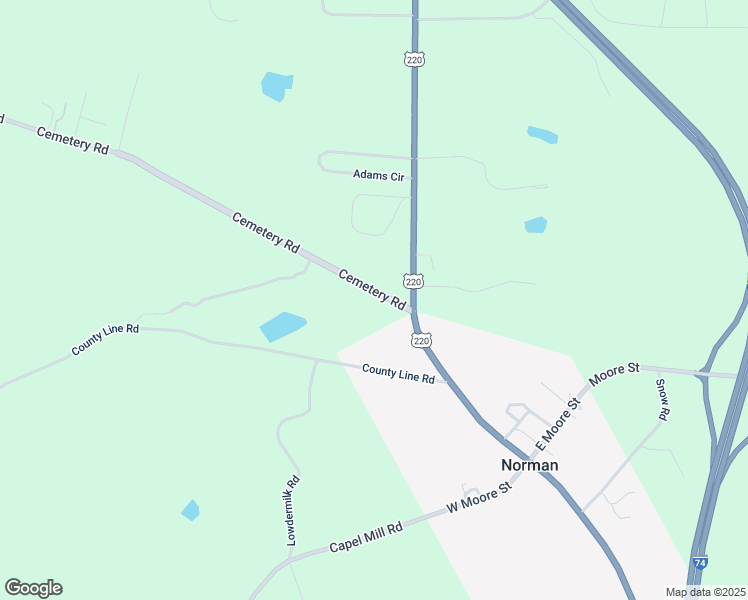 map of restaurants, bars, coffee shops, grocery stores, and more near 109 Cemetery Road in Candor