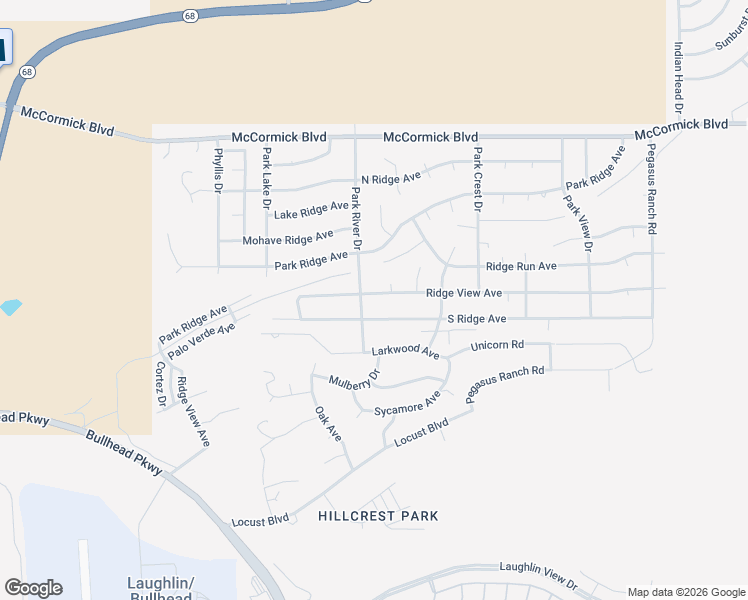 map of restaurants, bars, coffee shops, grocery stores, and more near 2512-2518 Ridge View Ave in Bullhead City