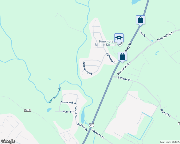 map of restaurants, bars, coffee shops, grocery stores, and more near 404 Sharpsburg Road in Fayetteville