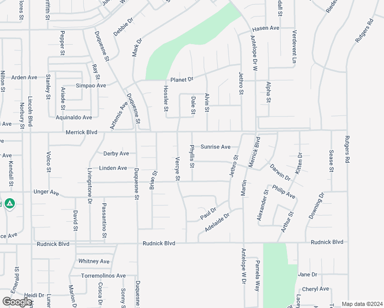 map of restaurants, bars, coffee shops, grocery stores, and more near Phyllis Street in California City