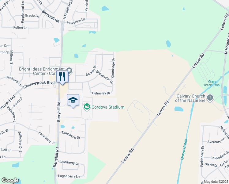 map of restaurants, bars, coffee shops, grocery stores, and more near 9352 Helmsley Drive in Shelby County