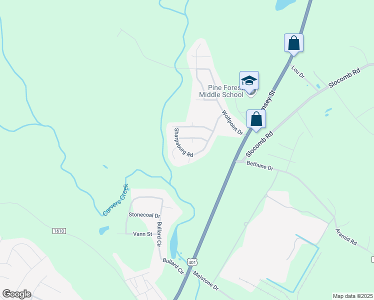 map of restaurants, bars, coffee shops, grocery stores, and more near 408 Sharpsburg Road in Fayetteville