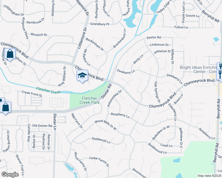 map of restaurants, bars, coffee shops, grocery stores, and more near 8729 Dexter Road in Memphis