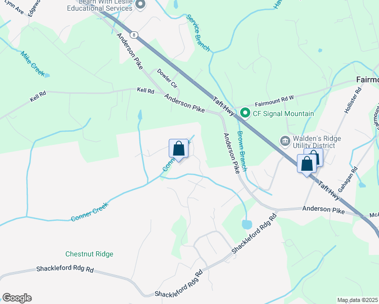 map of restaurants, bars, coffee shops, grocery stores, and more near 2317 Covington Cove Lane in Signal Mountain