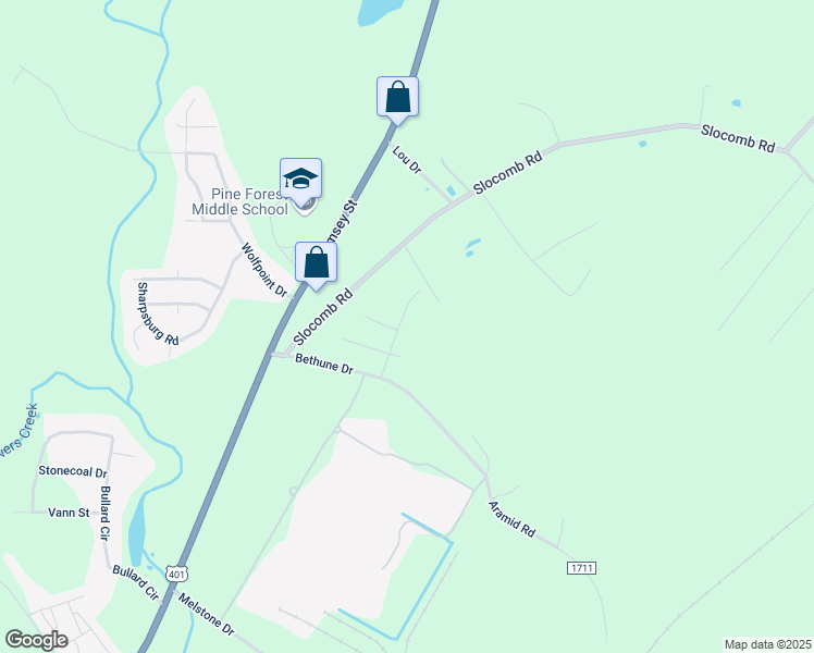 map of restaurants, bars, coffee shops, grocery stores, and more near 6824 Radial Drive in Fayetteville