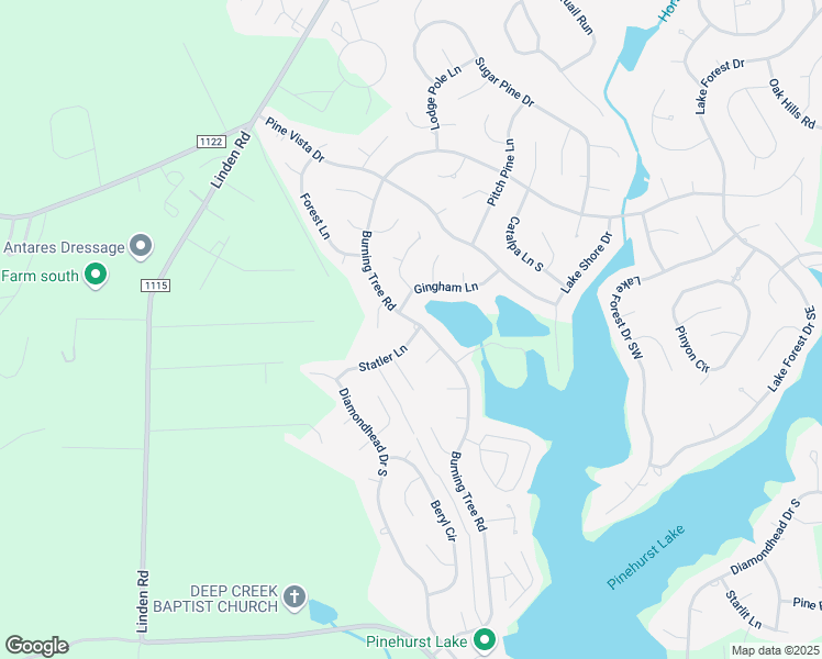 map of restaurants, bars, coffee shops, grocery stores, and more near 965 Burning Tree Road in Pinehurst