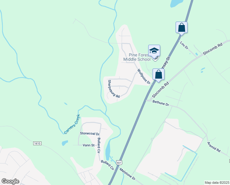 map of restaurants, bars, coffee shops, grocery stores, and more near 412 Sharpsburg Road in Fayetteville