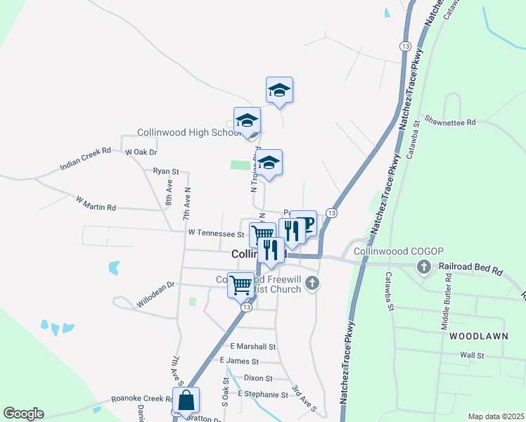 map of restaurants, bars, coffee shops, grocery stores, and more near 300 4th Avenue North in Collinwood