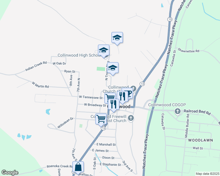 map of restaurants, bars, coffee shops, grocery stores, and more near 300 4th Avenue North in Collinwood