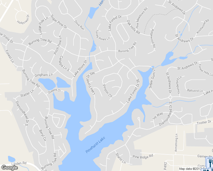 map of restaurants, bars, coffee shops, grocery stores, and more near 180 Pinyon Circle in Pinehurst