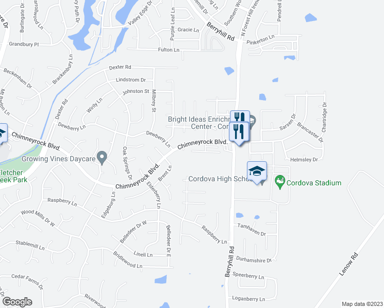 map of restaurants, bars, coffee shops, grocery stores, and more near 9077 Cinderhill Cove East in Memphis