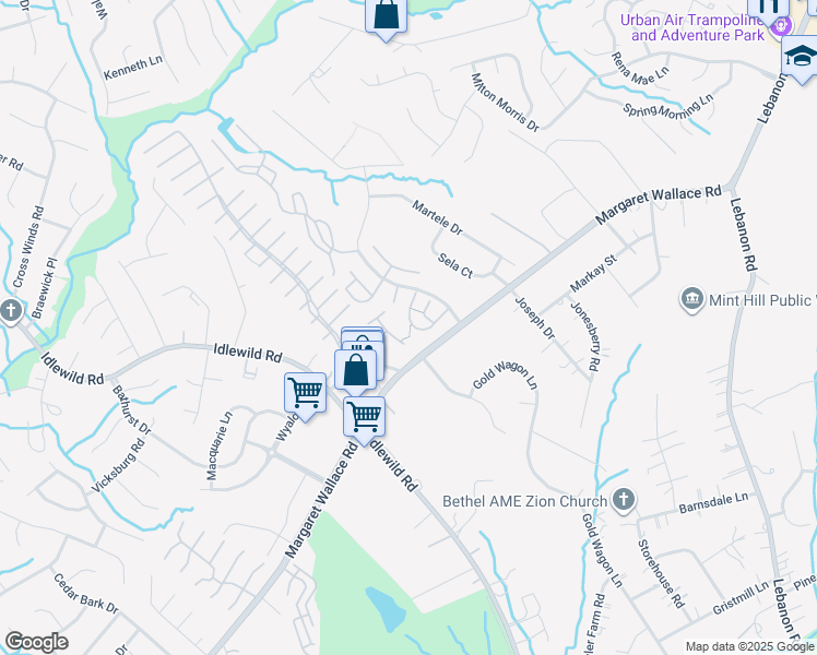 map of restaurants, bars, coffee shops, grocery stores, and more near 9712 Stoney Glen Drive in Mint Hill