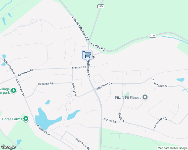 map of restaurants, bars, coffee shops, grocery stores, and more near 25 Fox Tail Lane in Jackson Springs