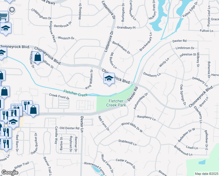map of restaurants, bars, coffee shops, grocery stores, and more near 8601 Chimney Rock Boulevard in Memphis