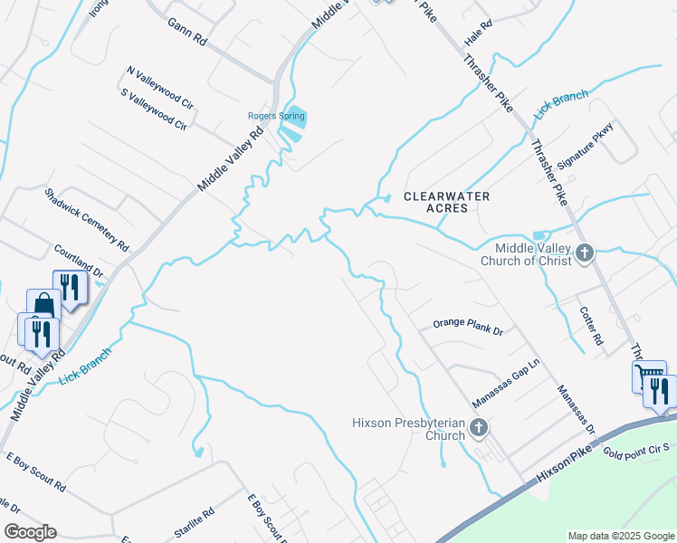 map of restaurants, bars, coffee shops, grocery stores, and more near 936 Little Sorrel Road in Middle Valley
