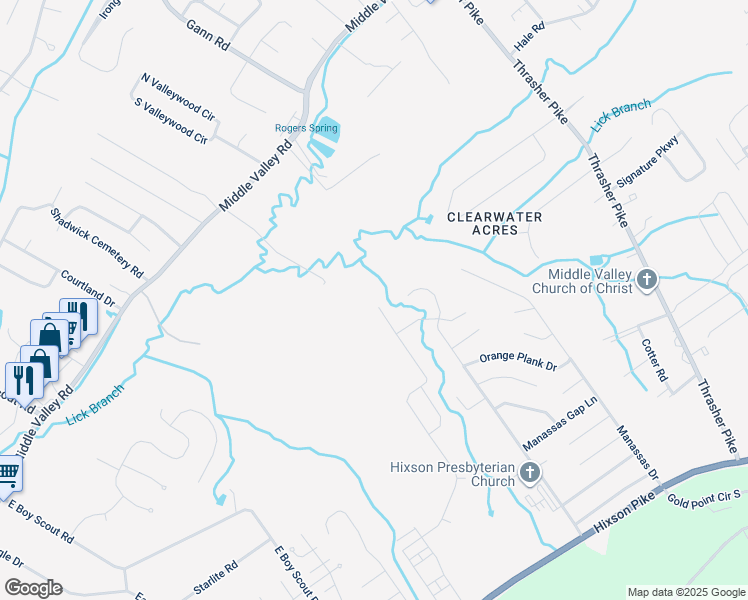 map of restaurants, bars, coffee shops, grocery stores, and more near 936 Little Sorrel Road in Middle Valley