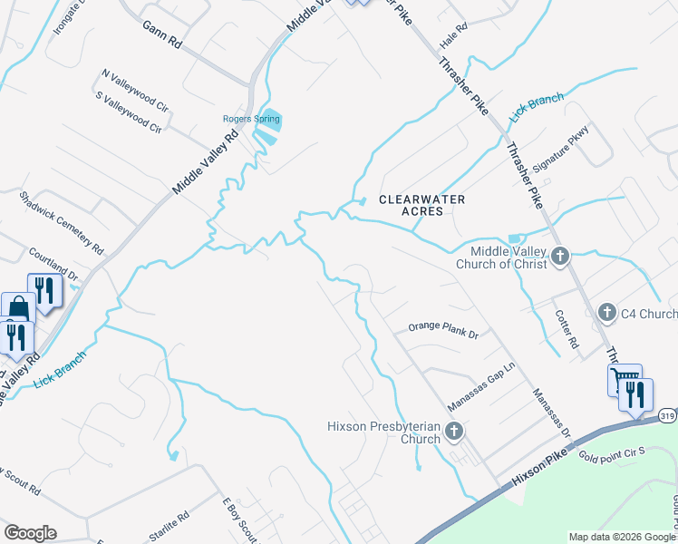 map of restaurants, bars, coffee shops, grocery stores, and more near 965 Little Sorrel Road in Middle Valley