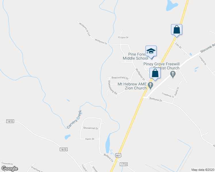 map of restaurants, bars, coffee shops, grocery stores, and more near 425 Sharpsburg Road in Fayetteville